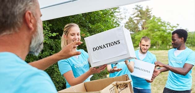 Group of people volunteering at a charity event