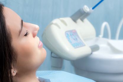 Close-up of relaxed dental patient with closed eyes